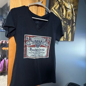 Budweiser Black Tee with Red and White Logo